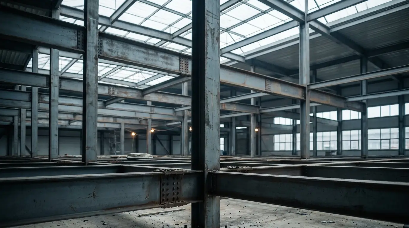 Stahlbaukonstruktion im Rohbau